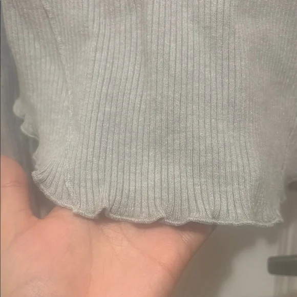 Pink Rose Gray Ribbed Top - Picture 4 of 4